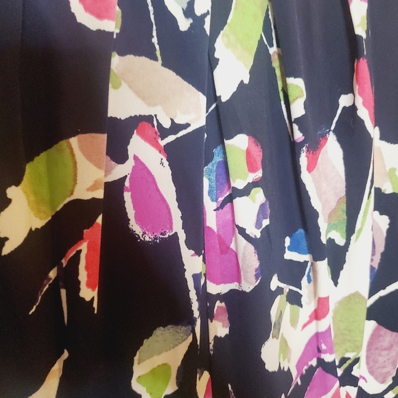 Wisp ceena jersey Stitch fix Navy blue pleated neckline floral Dress Size 14 - Picture 5 of 6